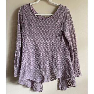 Capri‎ shark bite hem textured purple shirt Sz M